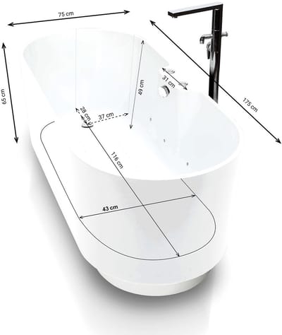 SPALINA - Whirlpool bad - Ukio white Bulle, 175 x75 x65 cm, Wit
