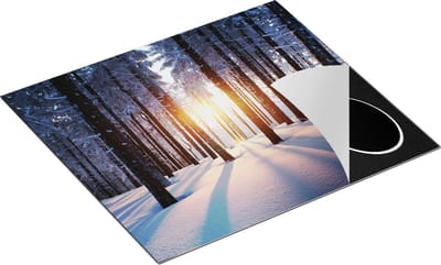 Chefcare Inductie Beschermer Bos met Sneeuw tijdens de Zonsondergang - 60x50 cm - Afdekplaat Inductie - Kookplaat Beschermer - Inductie Mat