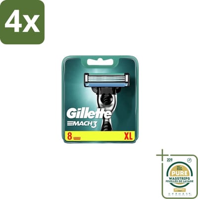Gillette – Mach3 – Scheermesjes – 8 mesjes - Voordeelverpakking - 4 stuks - Comfort - Glad scheren
