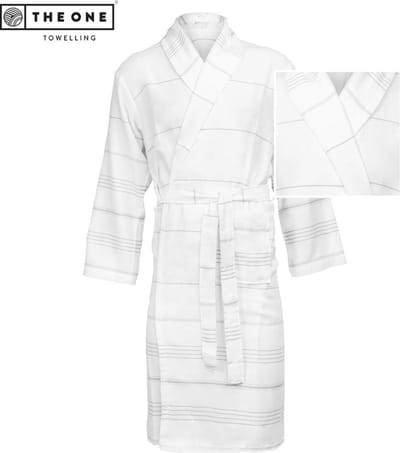 The One Towelling Hamam Badjas - S/M - Kamerjas - 100% katoen - Grijs/Wit