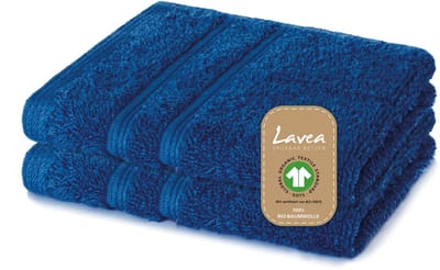 Lavea® 2 Wasdoekjes 30x30 cm van 100% biologisch katoenen badstof, zacht en absorberend, voor thuis, hotel en spa – ook ideaal als gezicht- en handdoekje – Marineblauw