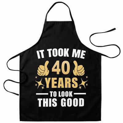 SnelShoppen - 40e Verjaardag Schort voor Mannen en Vrouwen, Grappig Keukenschort met Hoge Resolutie, Kleurvast, Ideaal voor Koken, Grillen, Bakken, Fe