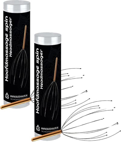 Hoofdmassage spin - Luxe transparante koker - Cadeau - Verjaardag (2 stuks)