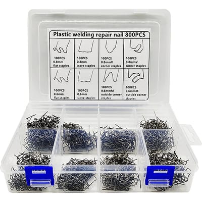 800 Pièces Agraffes Chaudes en Plastique Auto pour Réparation avec Boîte de Rangement pour Pare-chocs de Voiture Kit de Réparation de Soudure Plastique 800pcs argenté