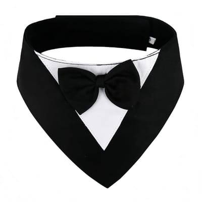 Dailygoods - Driehoekige hondenhalsband met drool-halsband, honden smoking met strik voor bruiloften, verlovingen en verjaardagen (halsomtrek: 42 cm, zwart)