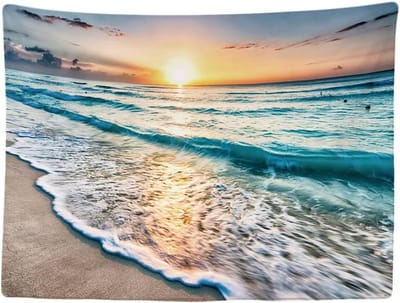 Ulticool Wandkleed 200x150 cm - Zee Strand Natuur - met Bevestigingspinnen - voor Binnen - Wandtapijt Wanddoek Stof Poster Backdrop Frame Decoratie Woonkamer - Aesthetic Room Decor - Complete Slaapkamer Voor Volwassen