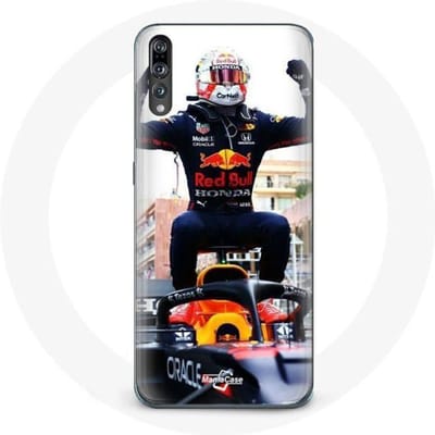 Coque pour Huawei p20 Formule 1 Max Verstappen Pilote automobile F1 noir rouge et jaune