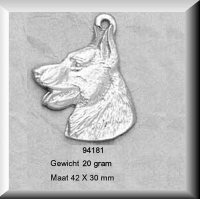 Unieke grote zilveren hanger van een herdershond