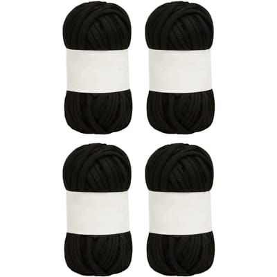 Lot de 5 fils spaghetti de 0,8 po de large, en coton doux et agréable pour la peau, couleur vive, pour tapis, crochet noir