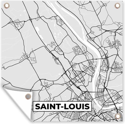 Tuin poster Kaart - Stadskaart - Saint-Louis - Plattegrond - Frankrijk - 200x200 cm - Tuindoek