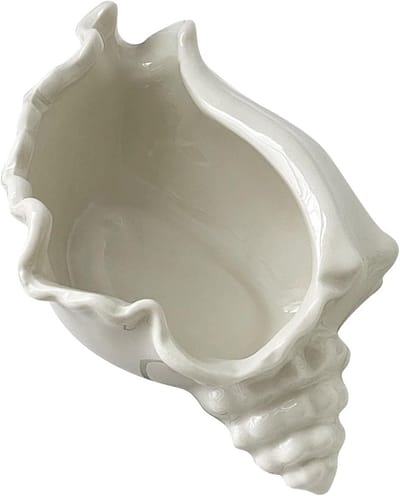Schelp Sieradenbakje - Snuisterijschotel Decoratief - Sieraden Opbergen - Keramisch Materiaal - 16x15x9 cm - Wit