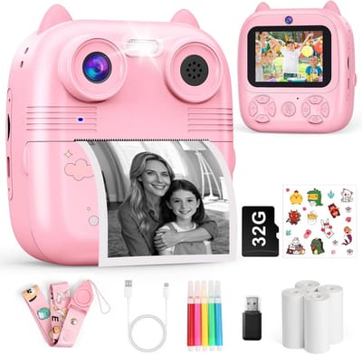 Kindercamera Direct Print Camera 1080P HD met 2 Lenzen en 32GB Geheugen