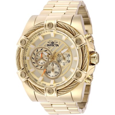 Invicta Bolt 49815 Herenhorloge - Quartz Uurwerk - Roestvrij Staal met Gouden Wijzerplaat - 52 mm