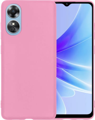 Hoesje - Geschikt voor OPPO A17 - Sterk & Shockproof - Siliconen Case - Hoes Cover - Telefoonhoes - Lichtroze