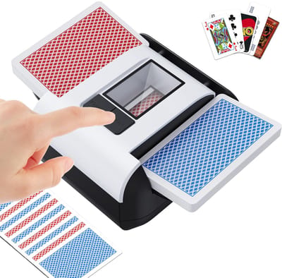 KPAW Automatic Card Shuffler - One-Press AUTO & Manual Mode, Electric Shuffling Machine for 1-2 Decks, Low Noise