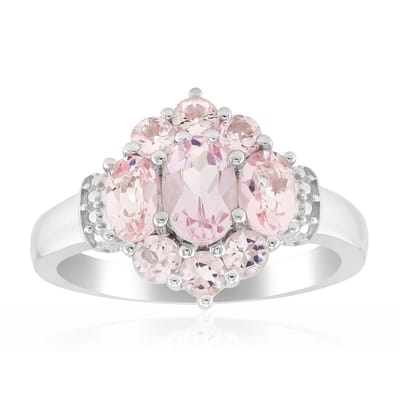 Cavill - 925 Sterling Zilver Ring - Marropino Morganiet 1,063 ct - Ovaal en Rond Slijpsel - Gerhodineerd Zilver - Luxe Vintage Style Damesring