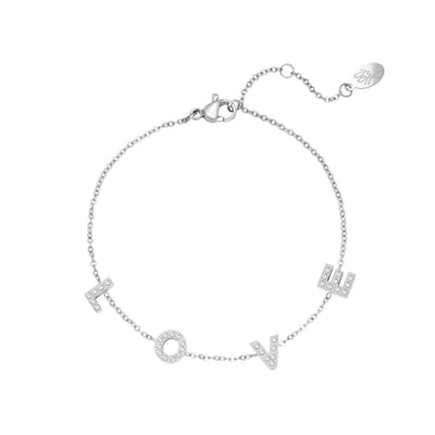 Armband Love Zilver | Sieraden | Stainless Steel | Zirkonia | Rvs | 16 cm | Vrouwen | Yehwang
