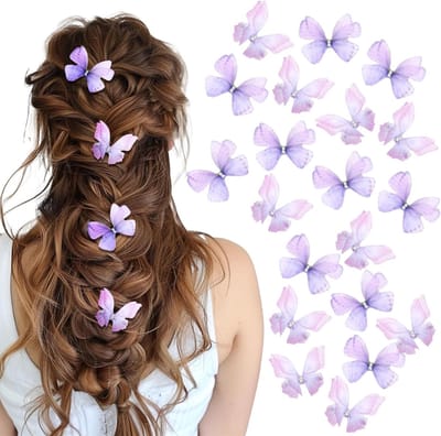 Allecto - Haarspelden - 20 stuks glanzende vlinder haarspelden voor meisjes - 3D haaraccessoires - Perfect voor feestjes - Leuk voor haarstijl - Ge...