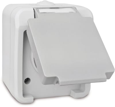 Peranova 102435 Pera Wandcontactdoos met randaarde spatwaterdicht Lichtgrijs, Donkergrijs
