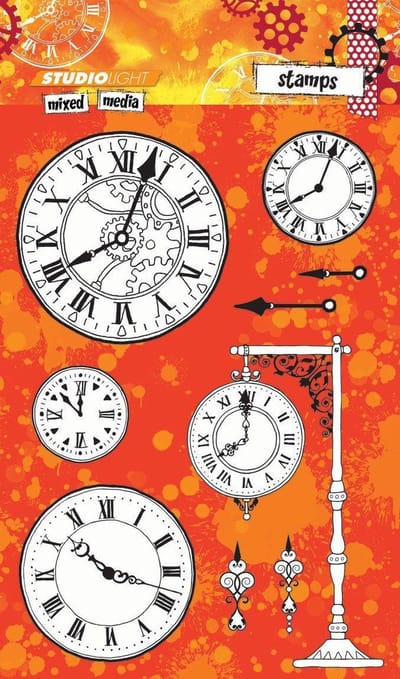 Time - Transparante Stempel - Mixed Media Rood - A5 14,9 x 21cm - Maak mooie Kaarten, Scrapbook en andere creatieve creaties