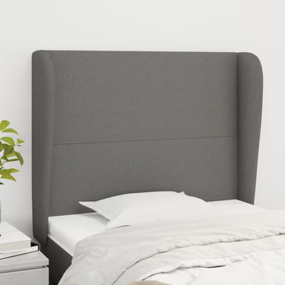 vidaXL - Hoofdbord - met - randen - 93x23x118/128 - cm - stof - donkergrijs