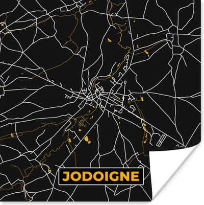 Poster Black en gold - Kaart - Jodoigne - Plattegrond - Stadskaart - 100x100 cm XXL