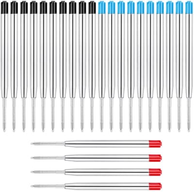 Dailygoods- Balpenvullingen grote capaciteit - 10 x Zwarte vulling - 10 x Blauwe vulling - 4 x Rode vulling - Geschikt voor G2-formaat - 1,0 mm schrijfpunt