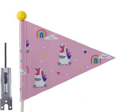 Pexkids Fietsvlag voor kinderen - Unicorn design - Deelbaar - Veiligheid en zichtbaarheid - Roze