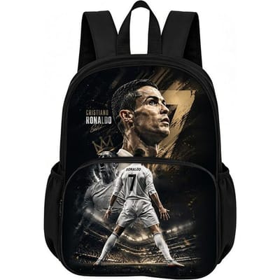 Leer, Reizen Schooltassen Ronaldo met Voorvak Rugzak Voetbalster Boekentas Beste Cadeau Voetbal Sport Rugzak