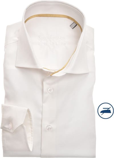 Ledub modern fit overhemd - beige twill - Strijkvrij - Boordmaat: 39