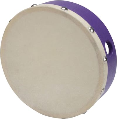 Handtrommel Tamboerijn - Muziek instrument - Muziek maken - Houten materiaal - Diameter 15 cm - Natuurlijk