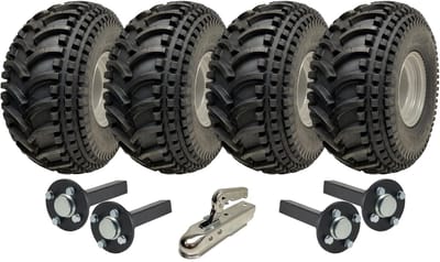 22x11.00-8 Open Centre P308 ATV-aanhangwagenkit: wielen, assen en koppeling, draagvermogen 620 kg