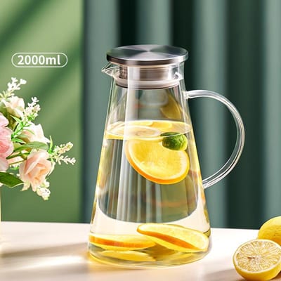 Koude Glazen Waterkan Transparant Hittebestendig Waterkan met Handvat Grote Capaciteit Koelkast Waterketel gray