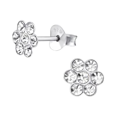Oorbellen meisje bloem - zilver - glinster