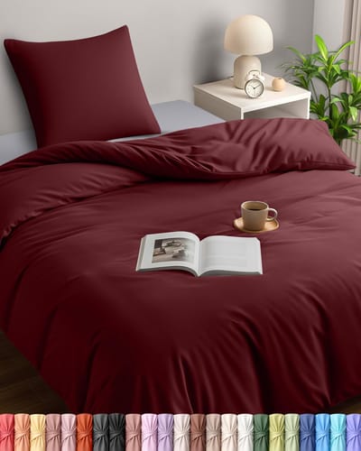 Bedding Dekbedovertrek Set - Zachte Microvezel Dekbedovertrek 135x200cm met Kussensloop 80x80cm - Beddengoed Dekbedovertrek Set - Bordeaux