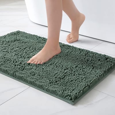 STAR&STER Matcha Groene Badmat 50x80 cm – Zachte, Absorberende & Antislip Badkamermat – Wasbaar Chenille Microvezel Tapijt voor Douche & Toilet