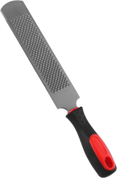 QWORK® Dubbelzijdige hoefrasp 200mm gemaakt van koolstofstaal met rubberen handvat - hoefsmidgereedschap