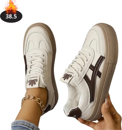 Livano Schoenen Dames - Sneakers - Comfortabel - Casual - Volwassen - Wit/Bruin - Maat 38.5