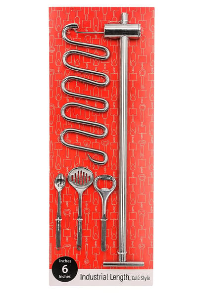 Ophangrek rvs 30 cm - Keukenrek - Ophangrekje van 30cm breed. Inclusief 2 schroeven en 6 haken.