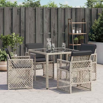 vidaXL - Tuinstoelen - 4 - st - met - kussens - poly - rattan - lichtgrijs