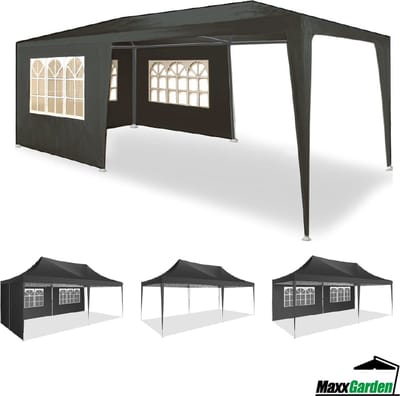 MaxxGarden Partytent - Paviljoen - 3x6m - Incl. Zijwanden - Waterdicht - Zwart