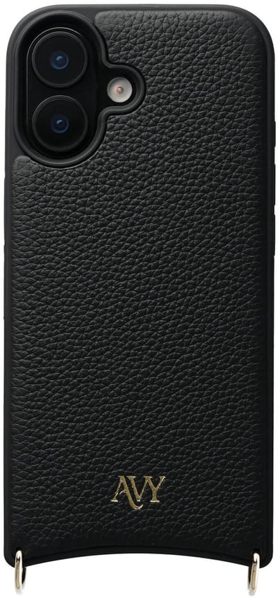 AVY Leren Hoesje | Geschikt voor Apple iPhone 17 | Compatibel met MagSafe | Leather Case | Back Cover | Haakjes voor koord | Zwart