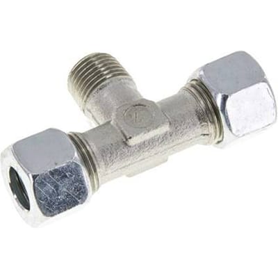12L & M16x1.5 (con) Verzinkt Stalen T-stuk Snijringkoppeling Buitendraad 315bar ISO 8434-1