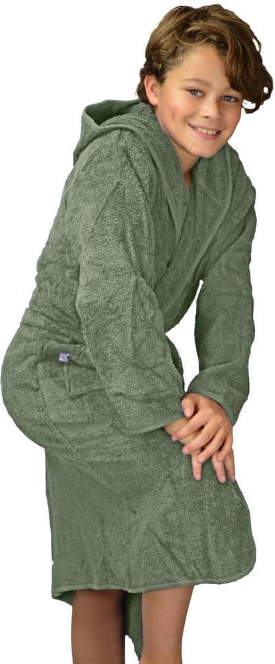 ARTG® Boyzz & Girlzz Kinder Badjas met Capuchon - Legergroen - Army Green - Maat 116/128