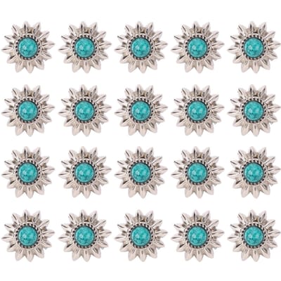 20 Sets Faux Turquoise Schroefgesp Madeliefje Vintage Decoratieve Vervanging Schroefgesp voor Leer groen