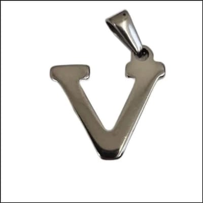 Aramat Jewels | Hangers | RVS Initiaal Hanger Letter Zilverkleur - Gepersonaliseerde Bedel | V | |17mm | Staal | Volwassenen | Verkleurd niet