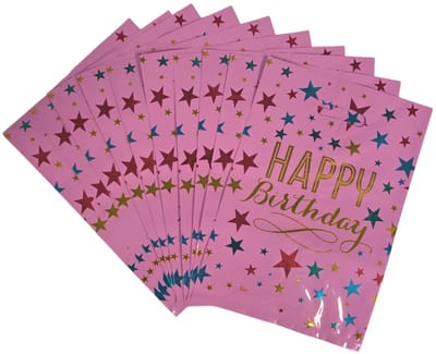 Fako Bijoux - Folie Uitdeelzakjes Happy Birthday - 10 stuks - Traktatie Zakjes Voor Uitdeelcadeautjes - Uitdeelzakjes Kinderfeestje - Verjaardag - Roze