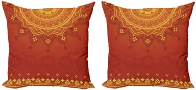 ABAKUHAUS Lotus kussenhoes – 2x60x60 cm – dubbelzijdig digitaldruk – oranje