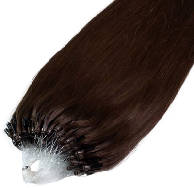 hair2heart Premium Microring Extensions Echt haar glad - 25 strengen 1 g 60 cm 5/0 middenbruin