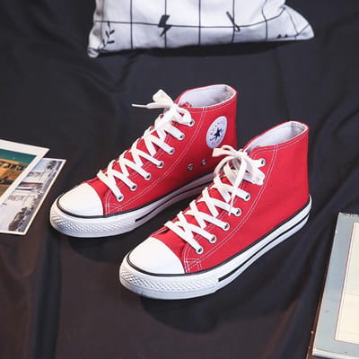 Lente en Herfst Nieuwe Trendy Canvas Schoenen Damesmode Studentenschoenen Veters Kleine Witte Schoenen Koppels Herenschoenen Casual 39 red